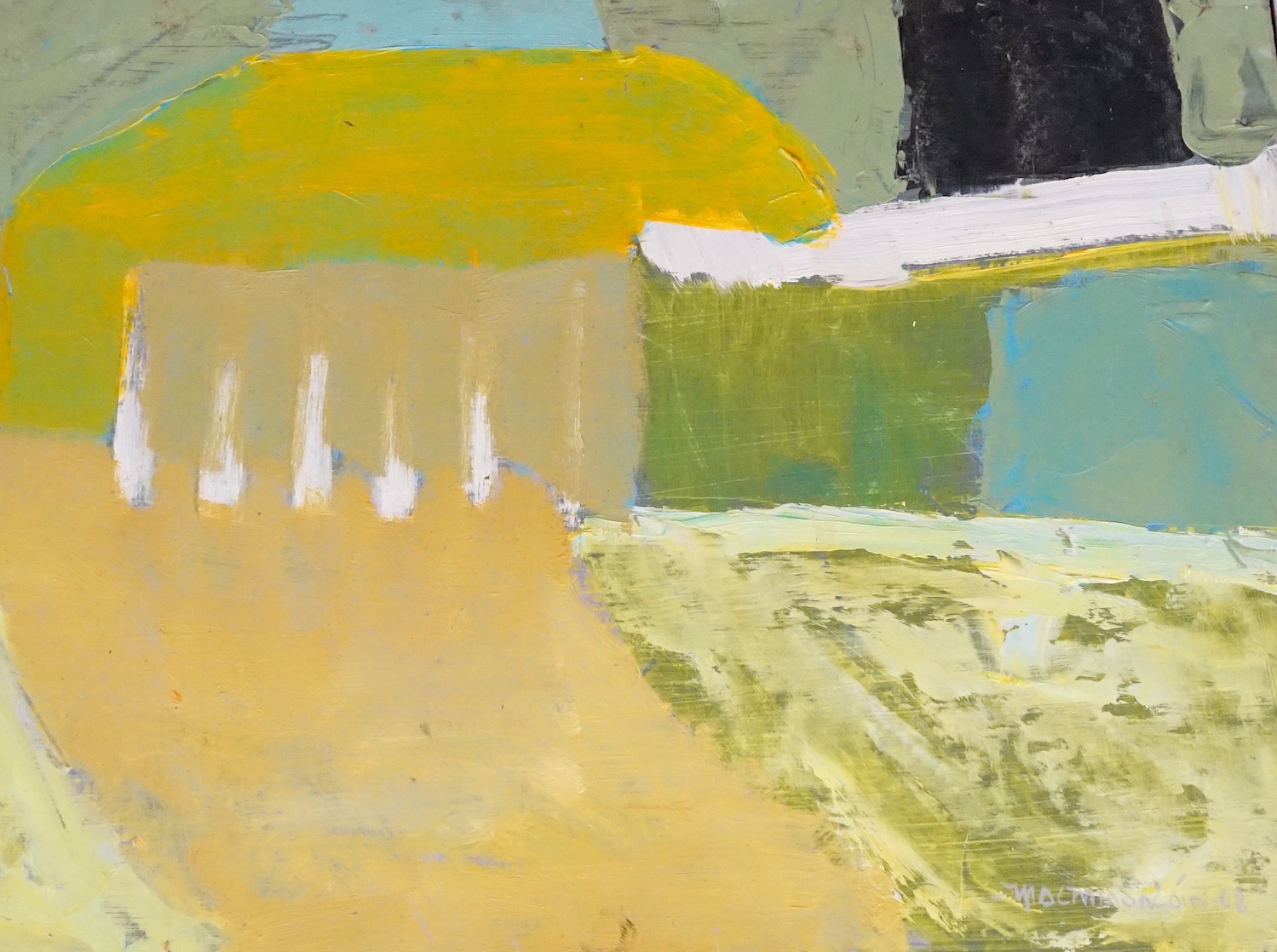 Padraig MacMiadhachain RWA (Irish, 1929-2017), oil on board, 'Canary Landscape I', signed and dated '68, 23 x 30.5cm